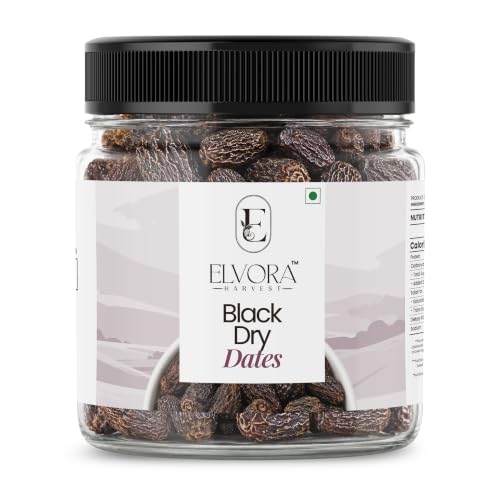 ELVORA HARVEST Black Dry Dates 1kg| Dry Chuhara | Kali Kharak | Sukha Khajur | Kharek | Healthy & Natural Black Dates | Dry Fruits
