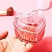 MTJYQYF Vintage Glass Jewelry Box - Heart Shaped Display Box for Storage Ring Earring Trinket Jewelry, Pink Cute Room Decor for Girl U2-GRB003-Pink