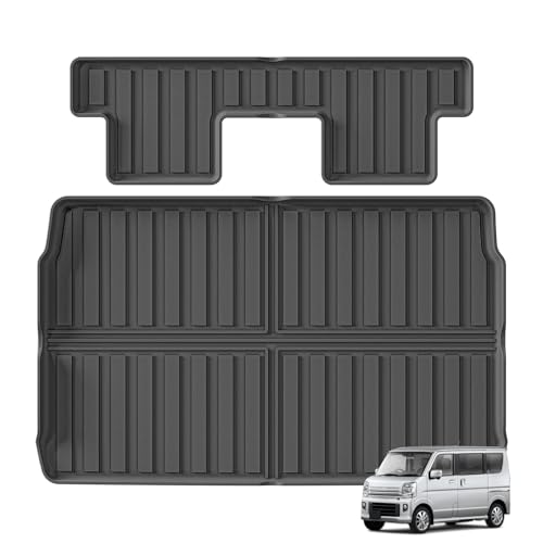 ZUNDUO スズキ エブリィ ワゴン DA17W 専用 3Dラゲッジマット+背もたれカバー 立体カーマット SUZUKI EVERY WAGON 2015年2月-現行 トランク 荷室マット エブリィワゴン ラゲッジトレイ 取付簡単 防水 滑り止め 汚れ防止 TPE素材 カスタマイズパーツ 車種専用設計 保護 アクセサリー 2点セット（エブリィワゴン，H27.2-現行）
