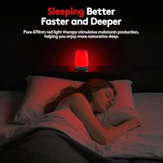 XKETA Terapia del sonno a luce rossa: lampada notturna a lunghezza d'onda a banda stretta pura 670 nm - promuove naturalmente la melatonina per adulti che dormono meglio - 2000 mAh senza fili di