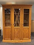 Schöne Glasvitrine mit 3 Glas- Holztüren aus der Ausstellung 167 x 210 cm Allegro aus Pinie massiv in der Farbe calvados. Casamia - Möbel fürs Leben kaufen.