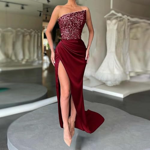 Vestido feminino 2024 de lantejoulas com glitter, costas nuas, vestido de festa, baile, azul-petróle