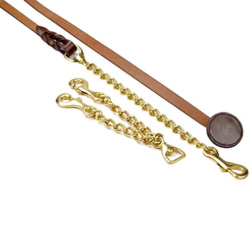 Image of Whitaker Leather Lead and Brass Lead Chain, Brown