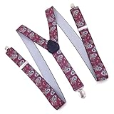 NPXUAMTJ Herren Hosenträger Mit 3 Clips Blumenmuster Verstellbar Elastisch Zum Anklipsen Für Formelle Und Freizeitkleidung Für Männer Und Frauen Elastische Gurtband Hosenträger