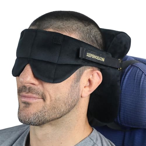 Sleeper Hold Travel Pillow - Real Sleeping Experience on Long Flights - Head Strap with Eye Mask - Super-Soft Lightweight Easy-to-Carry and Machine-Washable Airplane Pillow