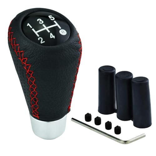YXIOAHRM 5 Speed Car Knob Shifter Handle for Ford FG F-350 F-250 E-Series Crown, PU Leather Car Gear Shift Knob Universal Non-Slip Handle Manual Shifter Knobs wit Adaptors Interior Accessories