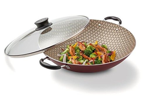 Wok de Alumínio com Revestimento Interno de Antiaderente Tramontina Vermelho 36Cm, WOK PARIS