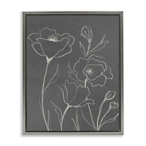 Botanical Line Doodle Floral, 16 x 20 Inch Canvas in Floater Frame