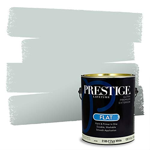 PRESTIGE Paints Exterior Paint and Primer In One, 1-Gallon, Flat, Comparable Match of Benjamin Moore* Pale Smoke*
