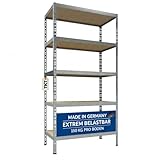 TKT – Work System Steckregal mit Holzböden 180x90x40cm - Verzinktes Regal mit 150kg Tragkraft pro Boden. Schwerlastregal mit 5 Böden für Werkstatt, Wohn- & Kellerraum