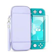 TNP Carrying Case for Nintendo Switch Lite, Purple - Kawaii Cute Portable Travel Case, Protective Storage Carry Bag for Girls with Screen Protector, 10 Game Cartridge Holder