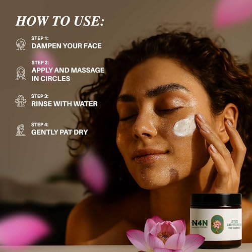 Image of N4N No soap powder Face Cleanser | With Lotus & Vetiver | For Fresh & Glowing Skin, Deep Cleanses | Dirt Removal | For Normal, Dry & Oil Skin | Paraben Free | 75 g