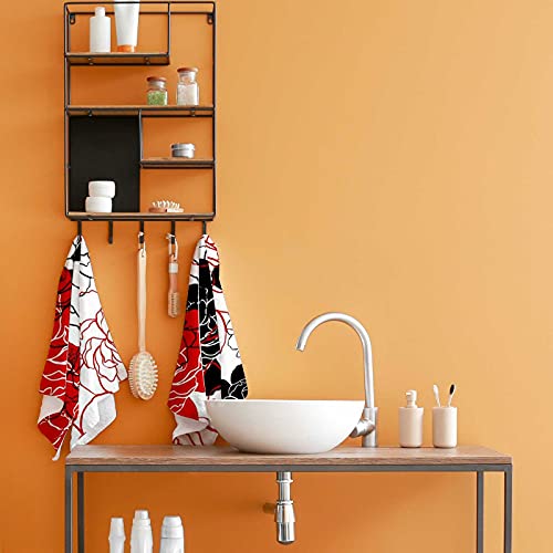 Vantaso Peonies Flower Black Red Hand Towels Set 2 For Bathroom Kitchen Towels Microfiber Bath Towel Absorbent Fingertip Towel Multiprupose For Guest Gym Spa And Bar 30 X 15 Inch #TOP4