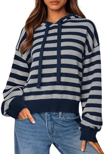PRETTYGARDEN Hoodies for Women Fall Fashion 2025 Striped Pullover Sweaters Casual Long Sleeve Tops Winter Clothing