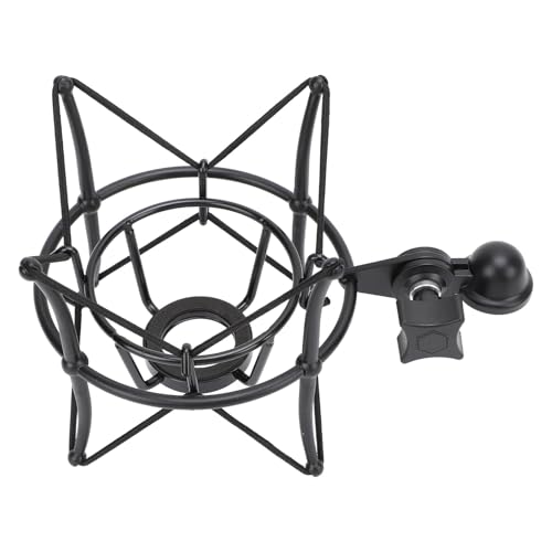 Soporte de Choque para Grabación U87 Montaje con Tuercas de Cobre Soporte de Choque para Micrófono Aleación de Zinc Vibración Estudio Micrófono Soporte de Montaje de Choque (Black)