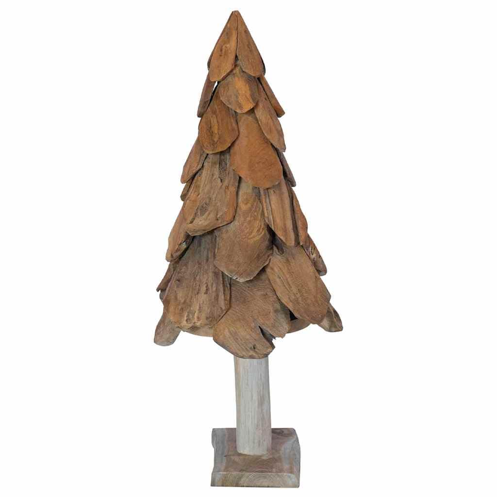 Árbol de Navidad de madera de teca, 91 cm, color marrón con soporte