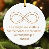 FaCraft Friendship Gifts for Women - Infinity Symbol Ceramic Friendship Ornament Best Friend Christmas Ornaments Our Laughs are Limitless Keepsake for True Friend, Bestie, BFF Birthday Graduation