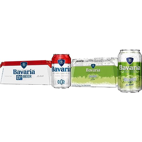 Bavaria 0.0 Percent Original Alcohol Free Beer 24 x 330 ml Cans & Lager Shandy 24 x 330ml (Cans)