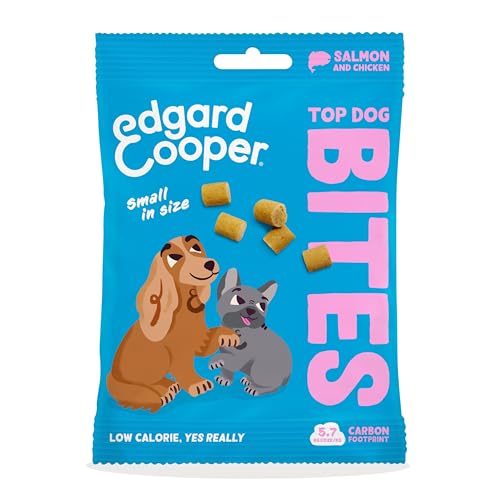 Edgard Cooper Hundeleckerli, Top Dog Bites Salmon, 50g x 1 Bites, Leckerlis, Getreidefrei, Natürliche Zutaten, hoher Proteingehalt und frisches Fleisch