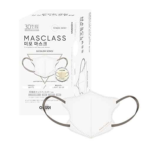 MASCLASS マスク 3Dマスク 30枚入り バイカラー 小さめ 小顔マスク 立体マスク 不織布 不織布マスク バイカラーマスク 個包装 Victorian Mask ヴィクトリアンマスク マスクラス ホワイト × ライトベージュ
