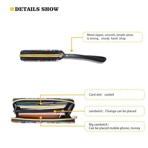 Bohemian Mandala Leather Wristlet Wallet for Women Portable Storage Bag Ethnic Style Fashion Travel Business Shopping Money Clips Handbag Purse4