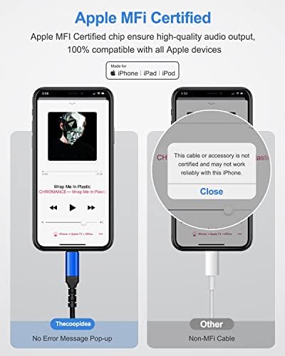 Apple Aux cable for iPhone [Apple MFi Certified] Lightning to 3.5mm Aux Cable in car Aux Audio Lightning Cord for Home Stereo/Speaker/Headphone Compatible for iPhone 13/13 Pro/12 Pro/12/11/X/XR-1M