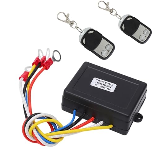 CYSFETENA Winch Wireless Remote Kit for Car Truck ATV SUV - 12V 24V Handset Recovery Winch Controller - Waterproof Electric Remote Control Receiver Replacement Parts Winch Wireless System (75FT)
