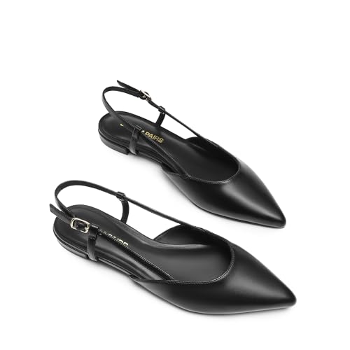 DREAM PAIRS Slingback Flats for Women, Pointed-Toe Elegant Women's Ballet Flats with Buckle Strap, Classic Low Heel Dress Shoes for Casual Work Office Party4