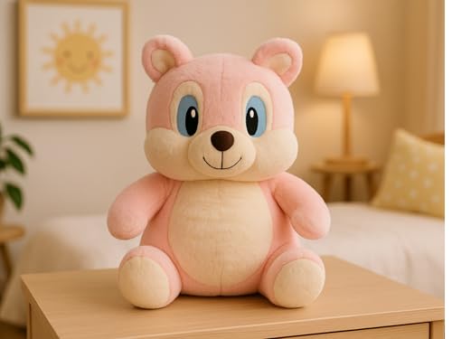 Image of KIDS STOREKIDS STORE Sweet Pink Squirrel for Kids Super Soft Plush Toy with Friendly Expression Plush Smooth Touch Comforting Huggable Body Ideal for Girls' Birthday Gifts Everyday Cuddle Time (50 CM)