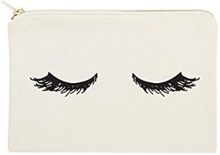The Cotton & Canvas Co. Closed Eyelashes Cosmetic Bag and Travel Make Up Pouch