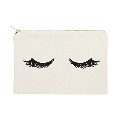The Cotton & Canvas Co. Closed Eyelashes Cosmetic Bag and Travel Make Up Pouch 