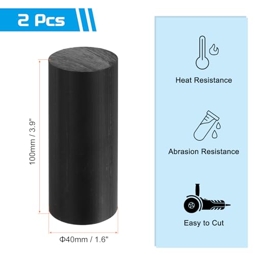 Image of MECCANIXITY ABS Plastic Rod Round Solid Bar 40 mm x 100 mm Black for DIY Model Material, Architectural Model Making, DIY Sand Table, Pack of 2