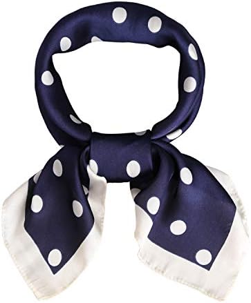 SOJOS Vintage Bandanas Square Polka Dot Scarfs for Women 27'' x 27'' Silk Like Scarf Neckerchief Grace SC317 with Blue with White Dot