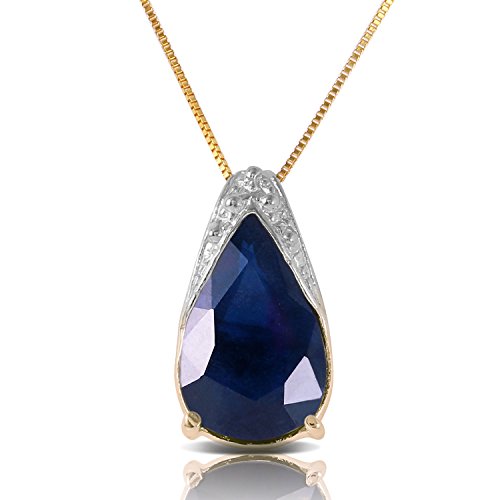 Galaxy Gold GG 14k Solid Yellow Gold Necklace with 4.65 Carat Natural Sapphire Pendant