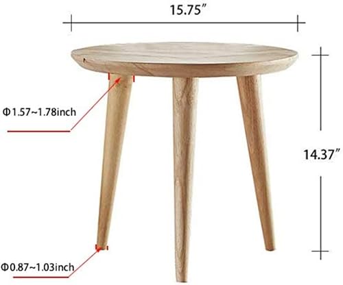 Miniatura 2 de WoodShine Mesa auxiliar pequeña redonda de madera maciza, mesa de centro decorativa de anidación natural (H22 pulgadas)