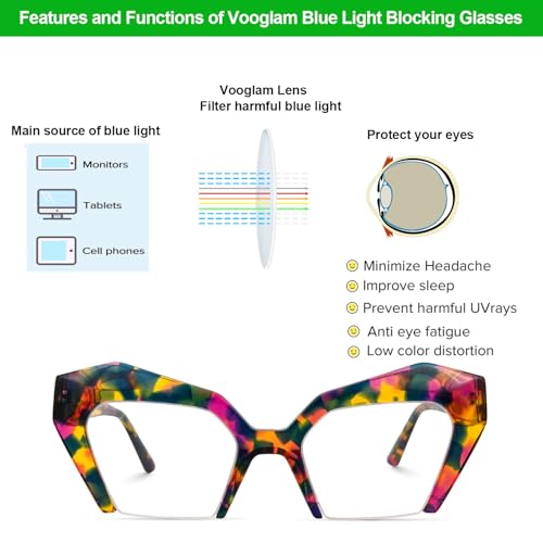 Image of VOOGLAM Thick Oversized Cat Eye Blue Light Blocking Glasses, Fashion Eye Glasses Frame for Women Anti Eyestrain & UV Aeneas