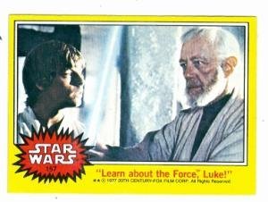 Learn The Force trading card Star Wars 1977 Topps #157 Luke Skywalker Ben Kenobi Alec Guinness Mark Hamill