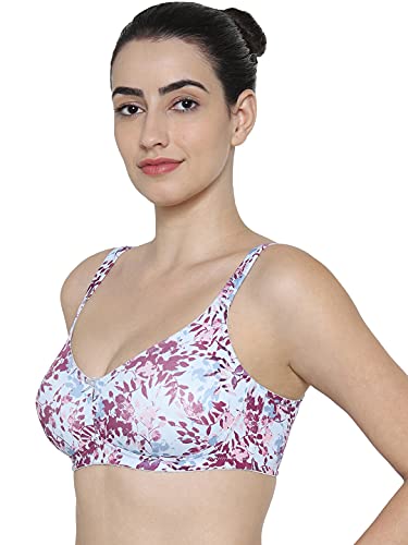 Image of Triumph Minimizer Bra for Women| Non Wired Non Padded| My Flower Series Full Coverage Lingerie Visually Reduces Bust by One Cup Size Wireless Floral Microfiber Support Bra Pack of 1