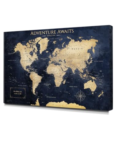 IPIC Push Pin World Map Canvas