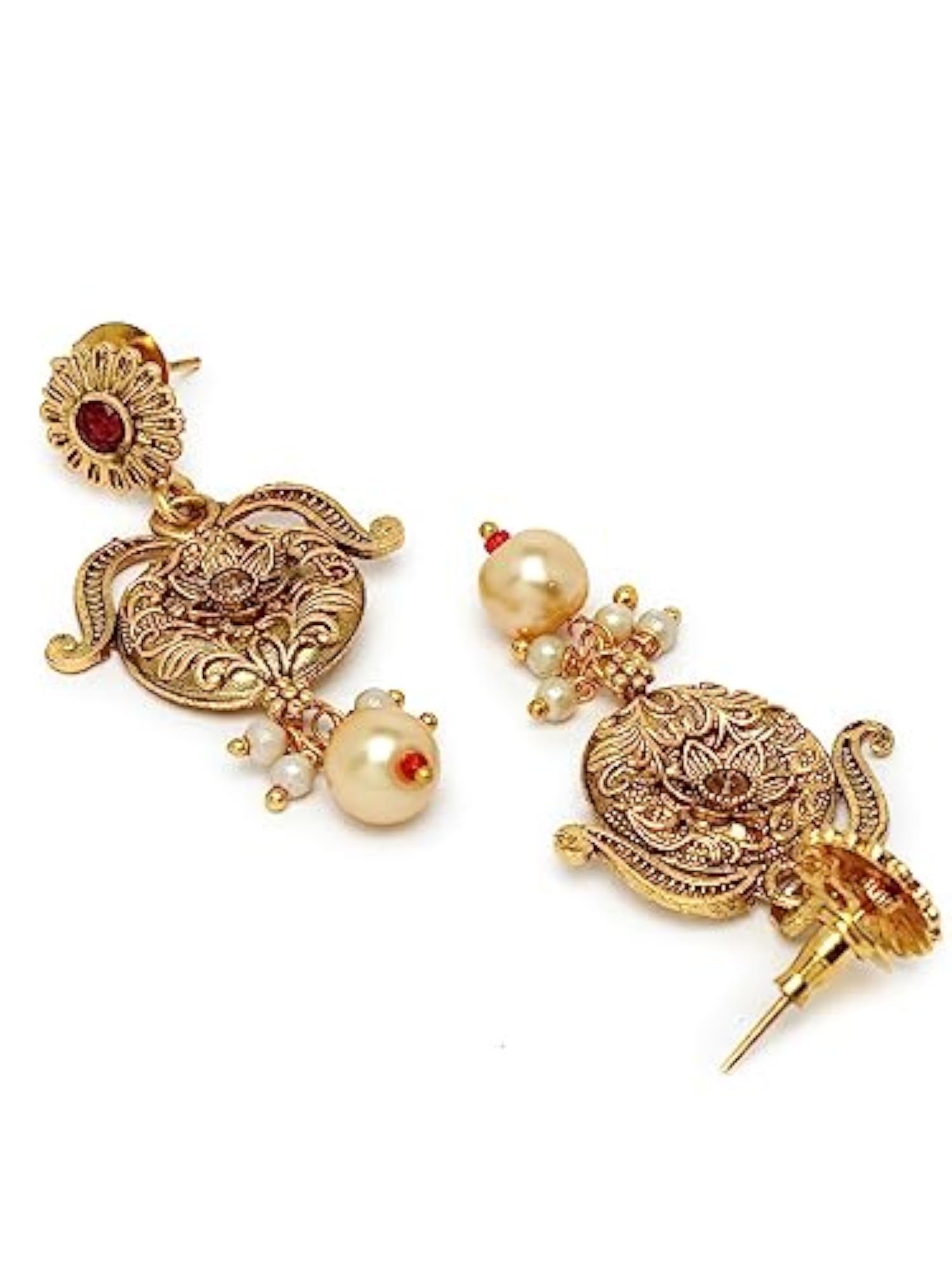 Plated Copper Beads Collar Bone Necklace Set And Earring Set