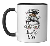Indio California Women Girl Ceramic Mug, Black/White