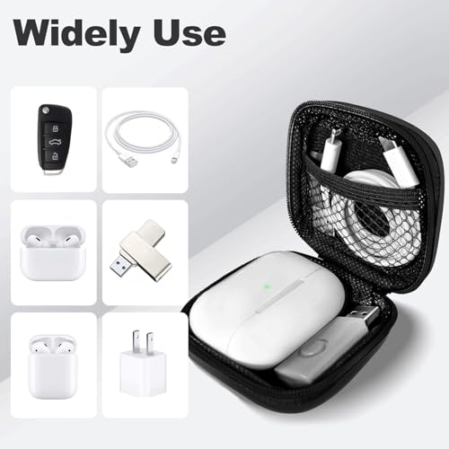 Image of 2Pack Square Earbud Case Portable EVA Carrying Case Storage Bag Cell Phone Accessories Organizer with Carabiner for Earphone, Earbud, Earpieces, SD Memory Card, Camera Chips, Black /Purple