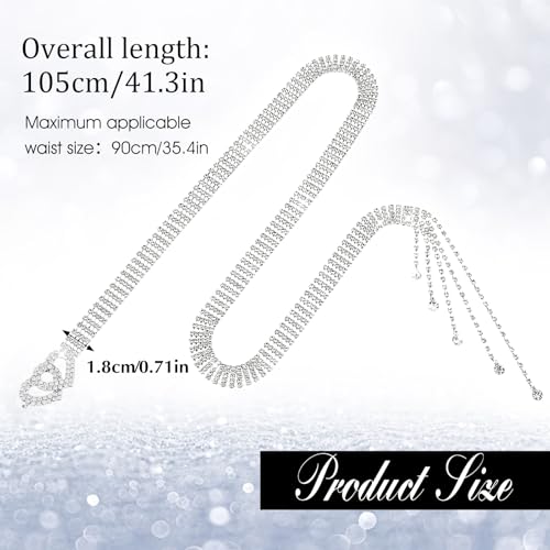 Rhinestone Belt with Heart-Shaped Buckle, Diamond Waist Belt Crystal Waist Chain Belt Waistband for Women Dresses2