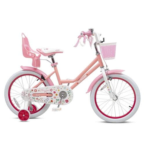 Image of ACEGER Girls Bike with Basket for Ages 2-12 Years Old Kids, 12 14 16 18 Inch with Training Wheels，Princess Style with Streamers, Handbrake & Coaster Brake,Multiple Colors.