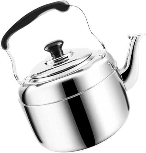 KALLORY Zumbando Hervidor de agua de acero inoxidable para estufa, tetera para estufa, tetera silbante, tetera china, olla de hervir agua, juego