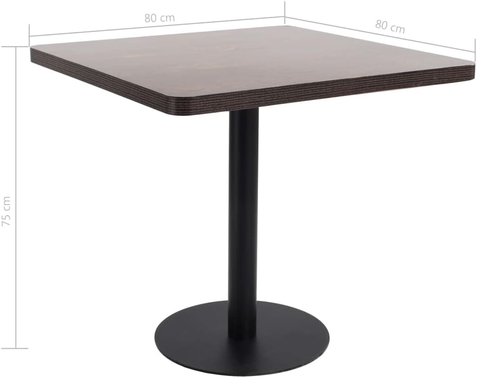 vidaXL Dark Brown Bistro Table – Contemporary MDF Top Table with Steel Base for Indoor/Outdoor Use – Suitable for Restaurants, Coffee Shops, Bars & Interior Decor