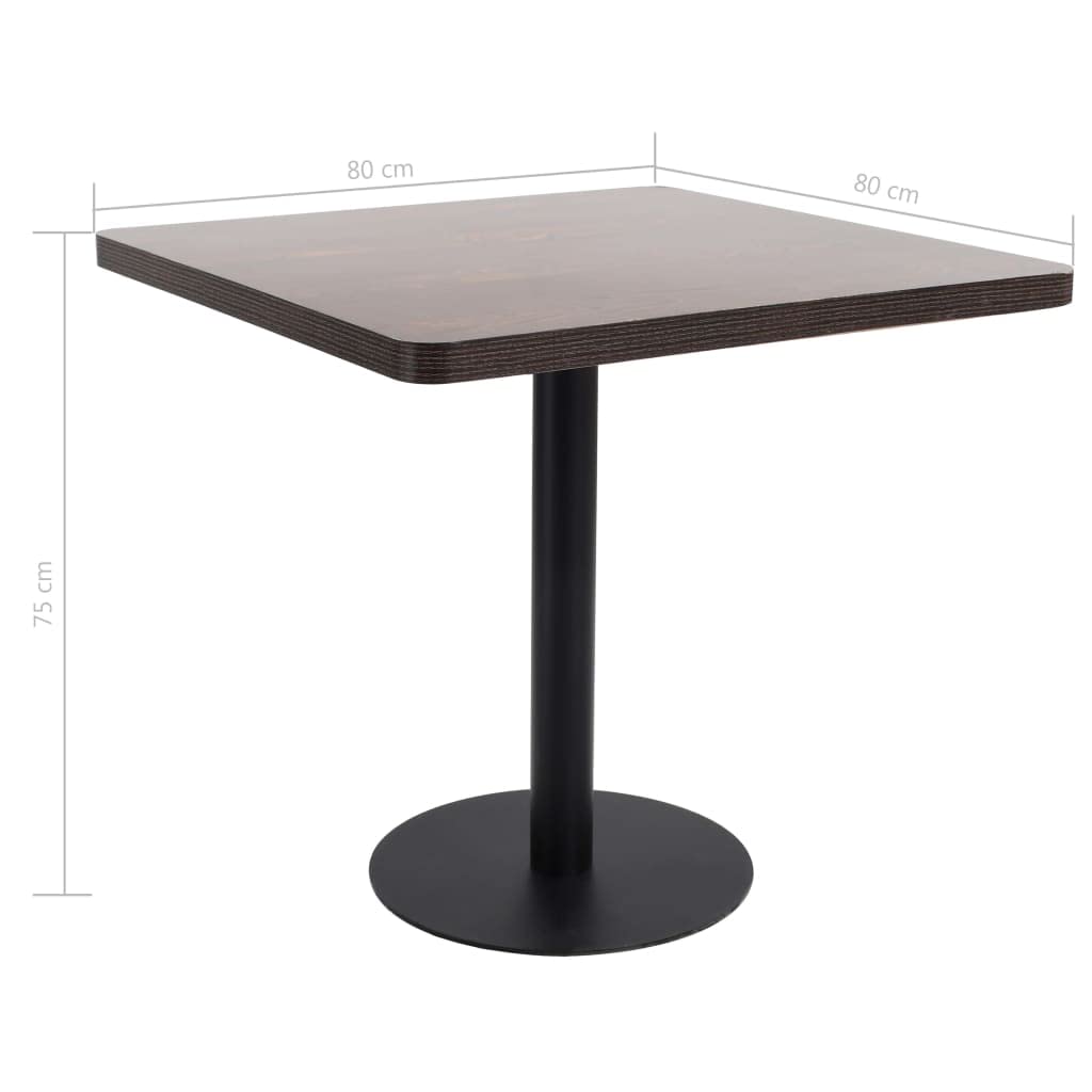vidaXL Mesa de Jardín Bistró Mueble de Comedor Bar Barra Cafetería Restaurante Exterior Terraza con Tabla Rectangular MDF Marrón Oscuro 80x80cm