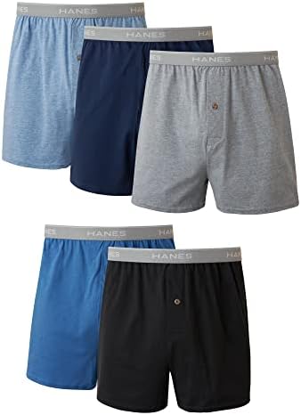 Hanes mens Exposed Waistband Knit - Multiple Packs Available boxer shorts, Assorted 5 Pack, Small US