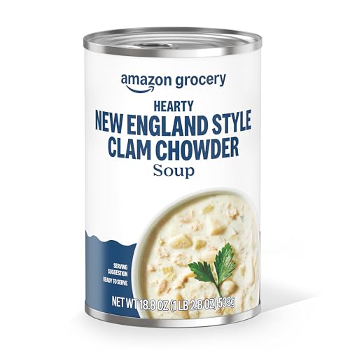 Amazon Grocery, Hearty New England Style Clam Chowder Soup, 18.8 Oz