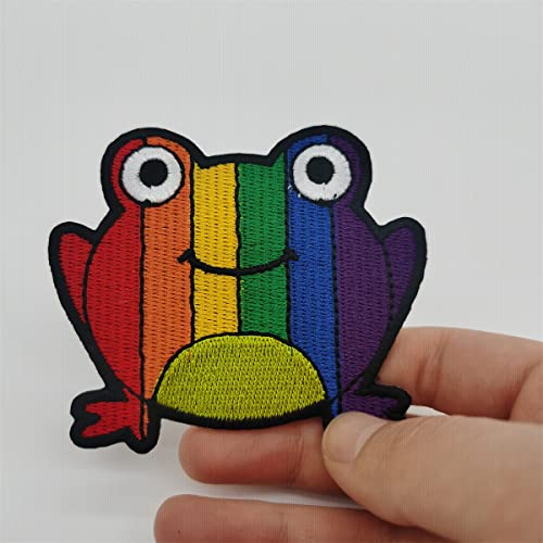 Rainbow Frog Iron On Patches For Clothing Lgbt Pride Frog Patch Embroidered Cute Patches Appliques For Kids Children Embroidered Patch Applique For Jeans, Coat, Bags Diy Accessories Decoration #TOP1